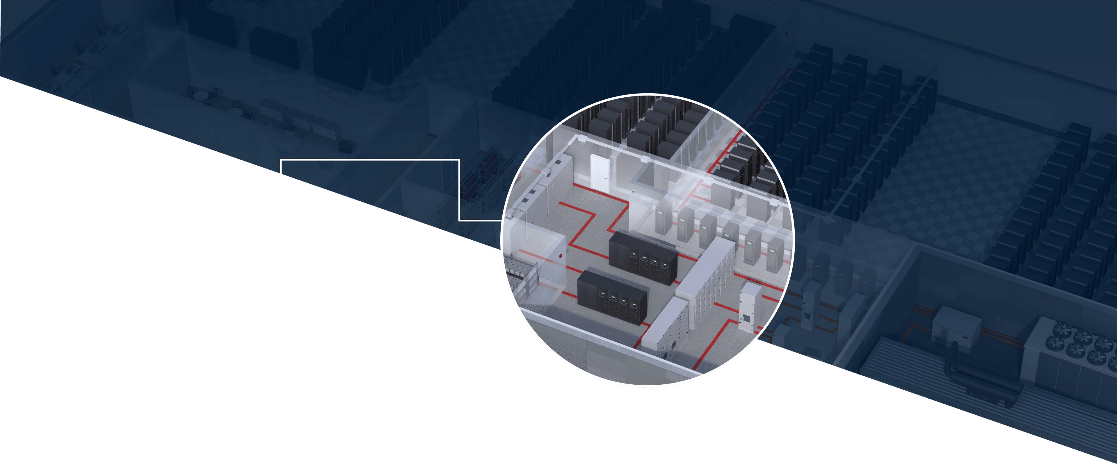 Illustration of a data center with UPS installations, highlighting economic sustainability in and around UPS systems.