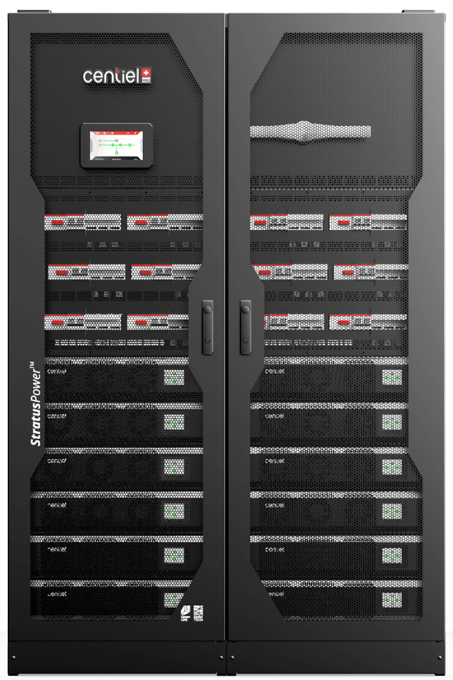 Ceniel full-scale UPS cabinet with multiple modular power units and digital control panel