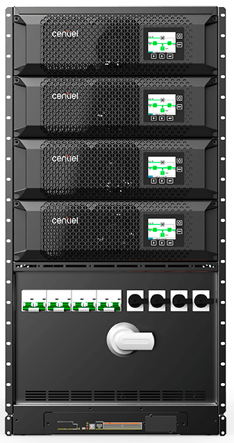 Stratus Power modulært UPS-anlæg i rack-design, der sikrer høj energieffektivitet og skalerbar strømforsyning