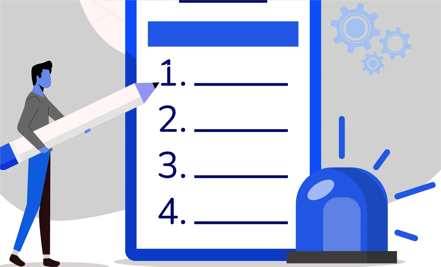 Illustration af en hånd der holder et forstørrelsesglas, som symboliserer beredskabs- og kontinuitetsplanlægning
